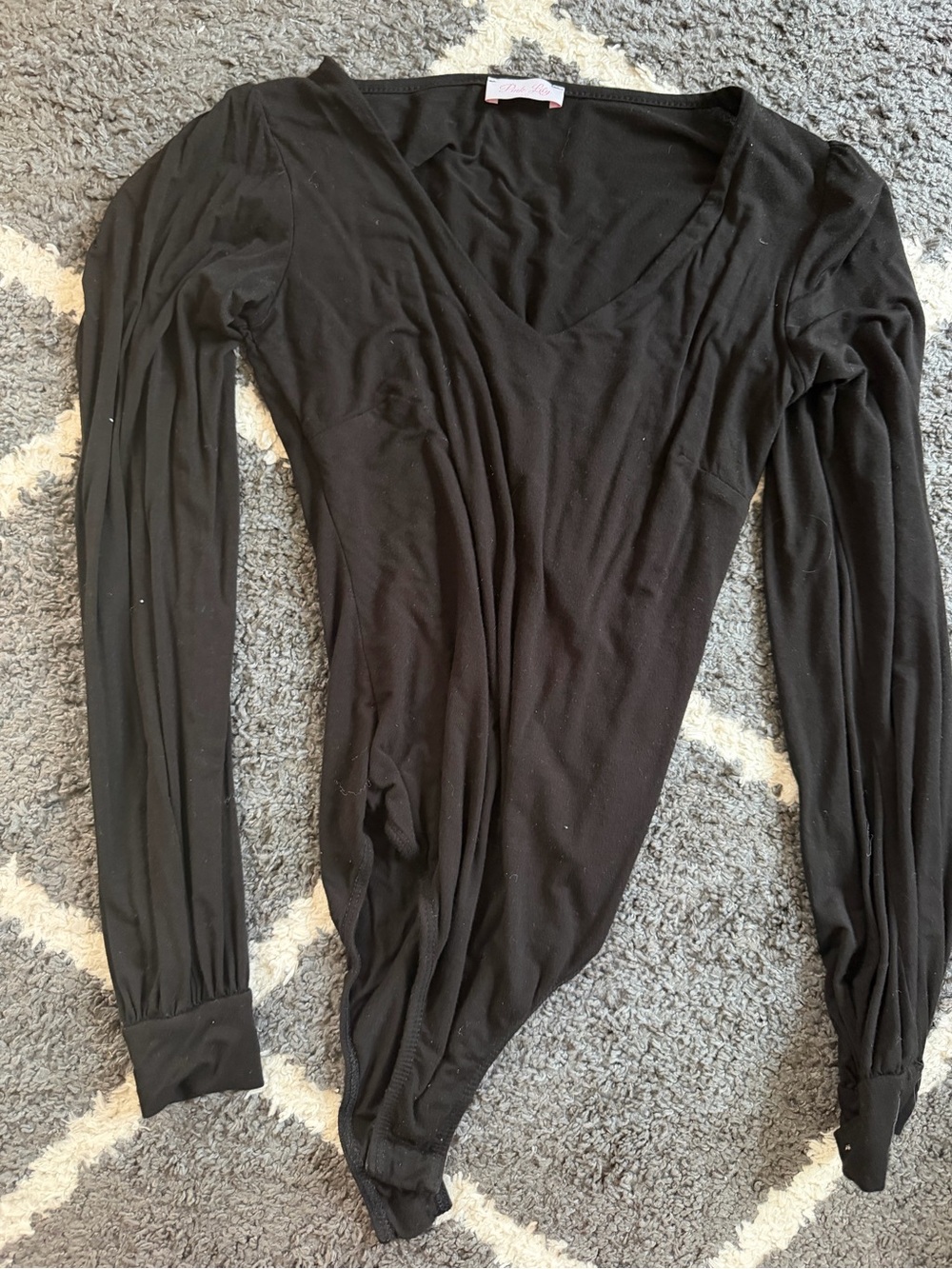 Pink Lily Black Long Sleeve V-Neck Bodysuit